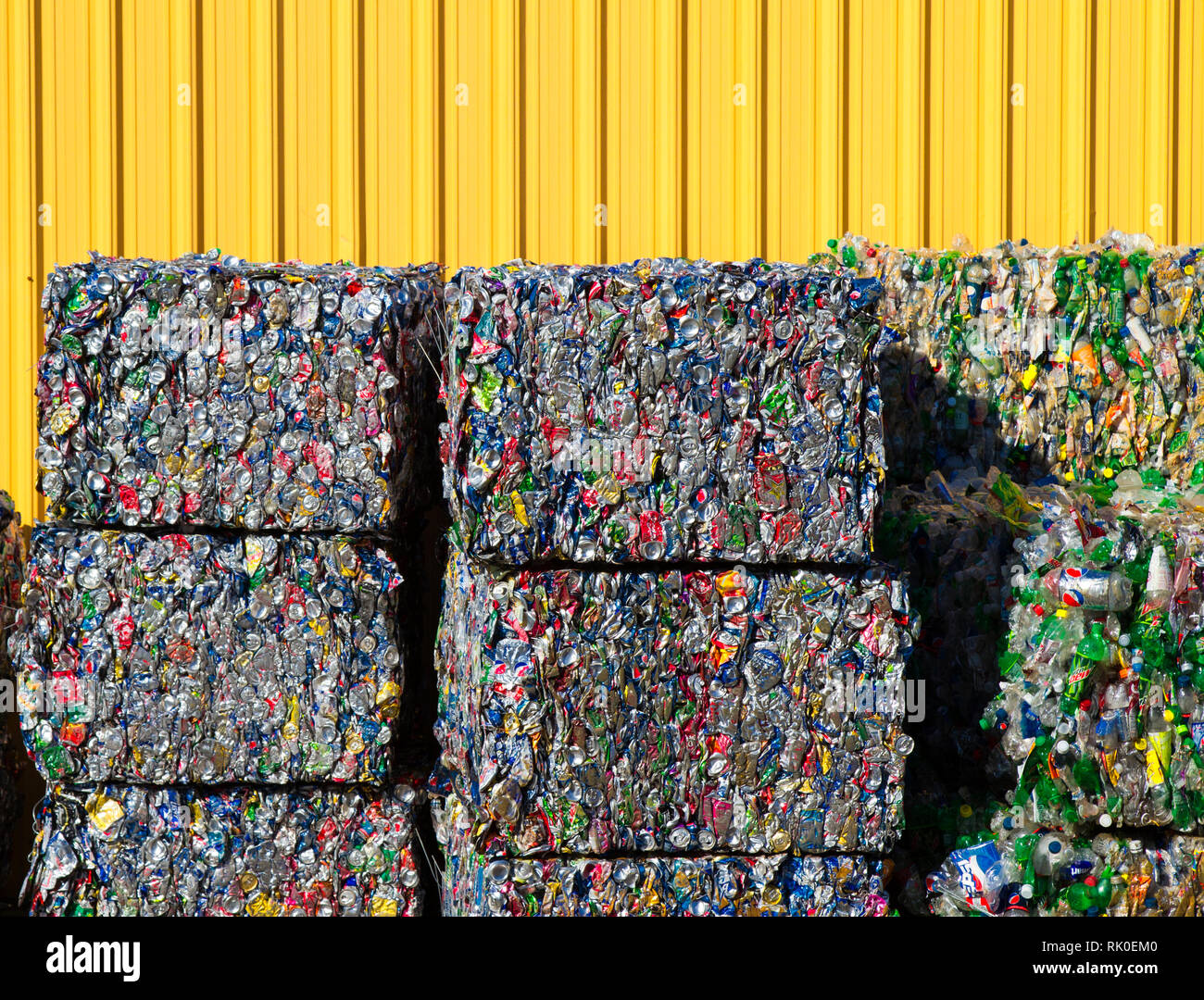 Compacted squares of recycling Stock Photo