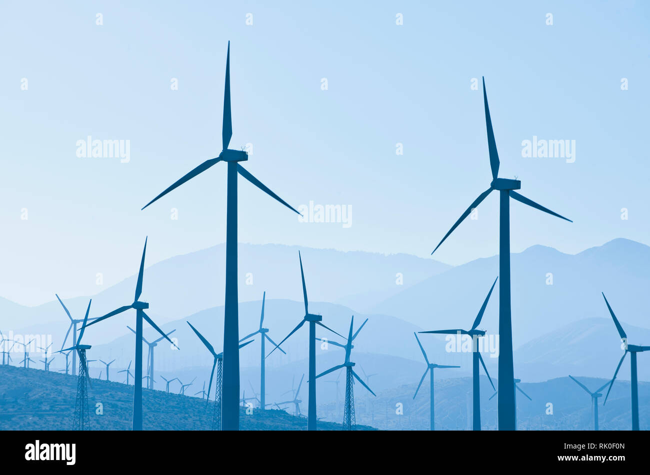Silhouette of wind turbines Stock Photo - Alamy