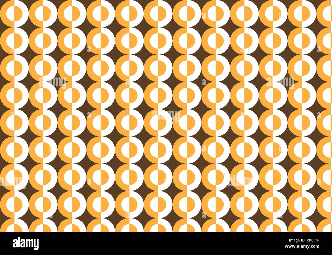 Orange and white circles vector pattern on a brown background Stock Vector