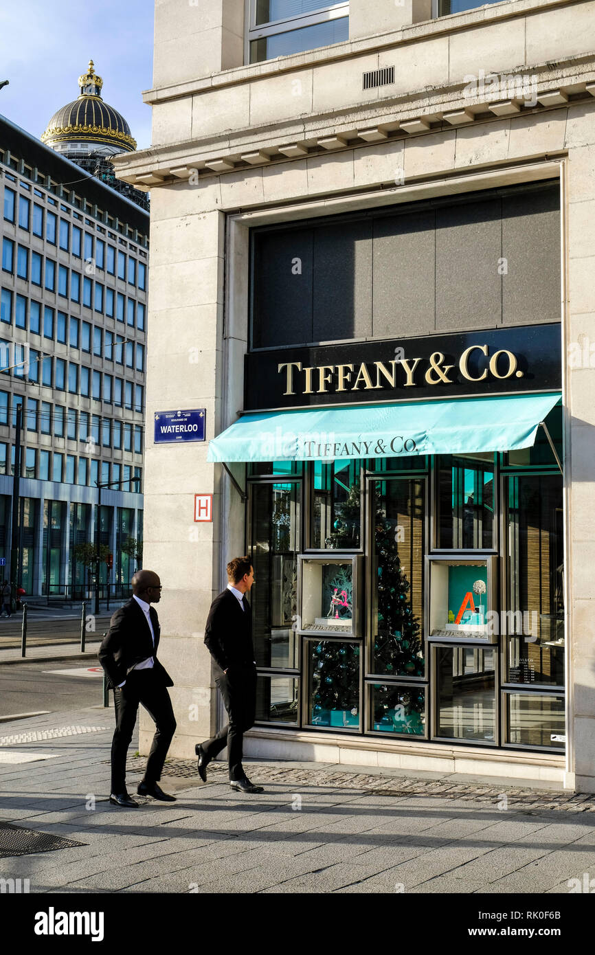 14.11.2018, Bruessel, Belgien - Filiale von Tiffany & Co. auf dem Boulevard de Waterloo im Quartier Savon in Bruessel Stock Photo