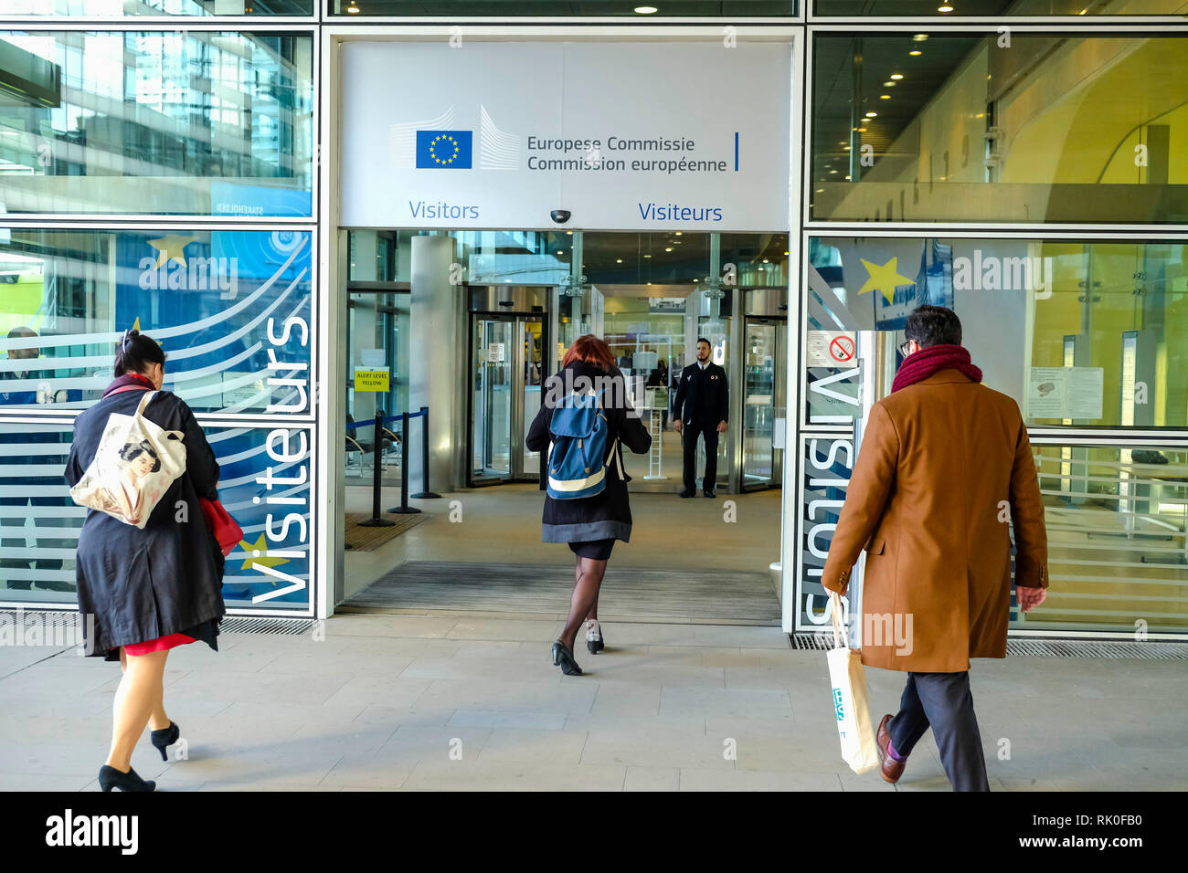 Brussels, Belgium - Visitor's entrance to the building of the European Commission, the Palais Berlaymont, in Brussels, Brüssel, Belgien - Besuchereing Stock Photo