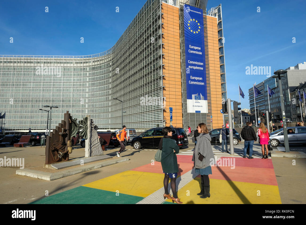 Brussels, Belgium - the building of the European Commission, the Palais Berlaymont, at the Schuman roundabout in Brussels, Brüssel, Belgien - das Geba Stock Photo