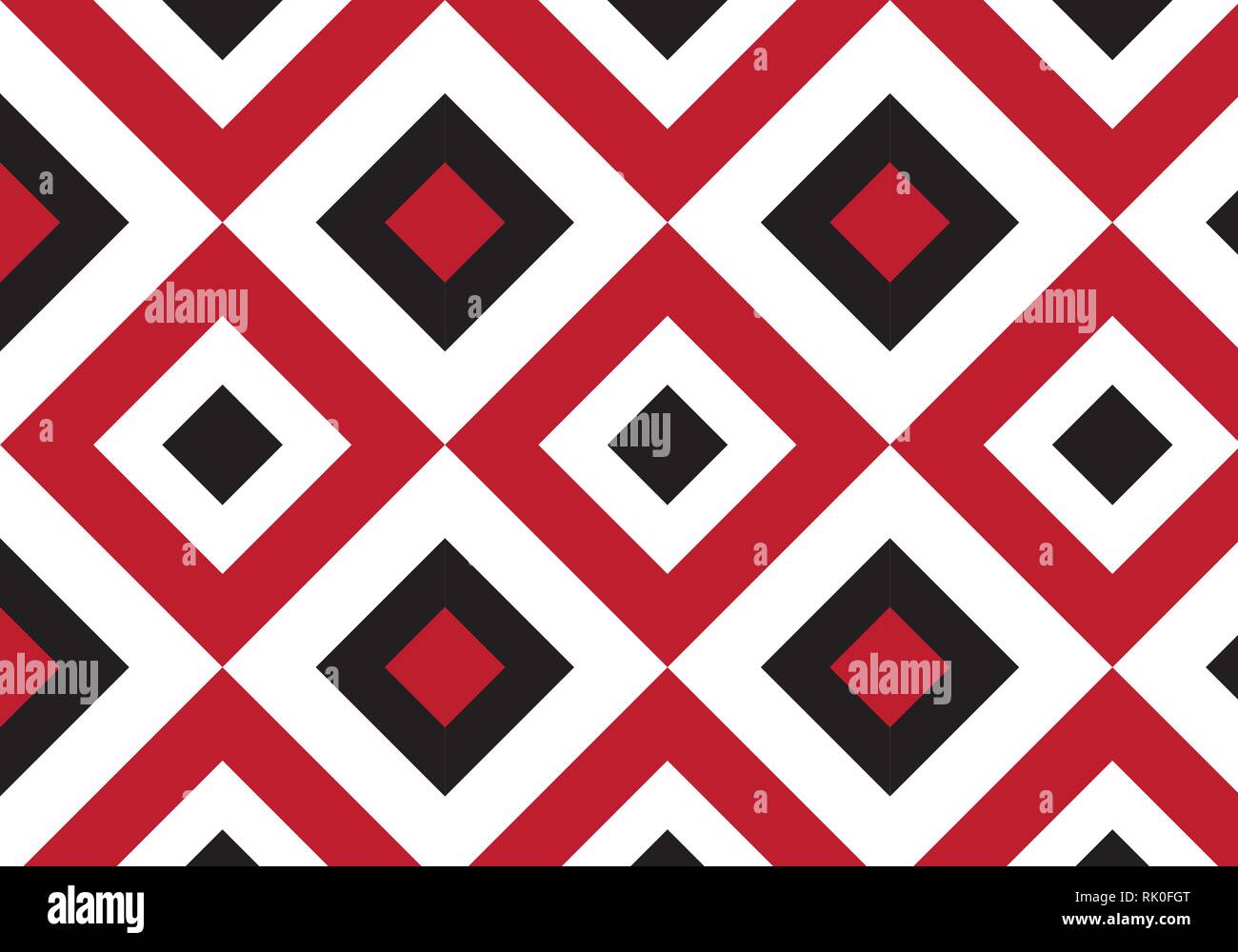 Red, white and black square vector pattern background Stock Vector
