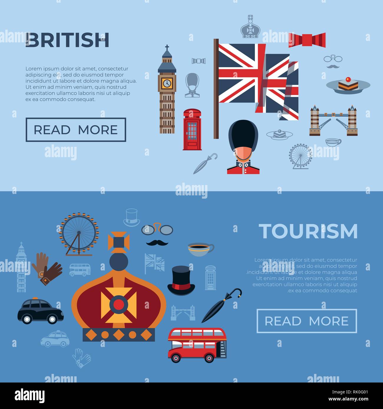 Digital vector london simple icons, flat style infographics Stock Vector