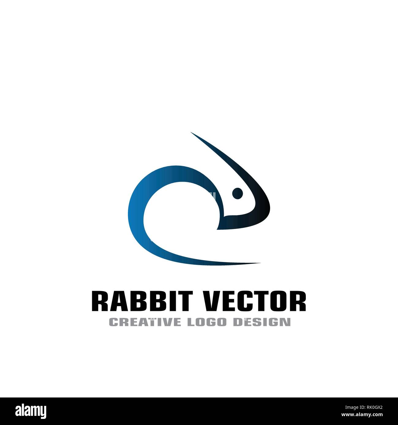 Rabbit logo vector design, isolated on white background. Stock Vector