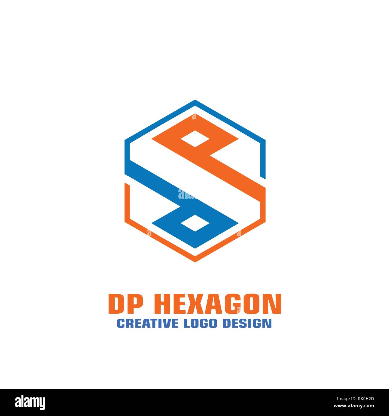 Hexagon shaped letter dp graphic logo template. Stock Vector