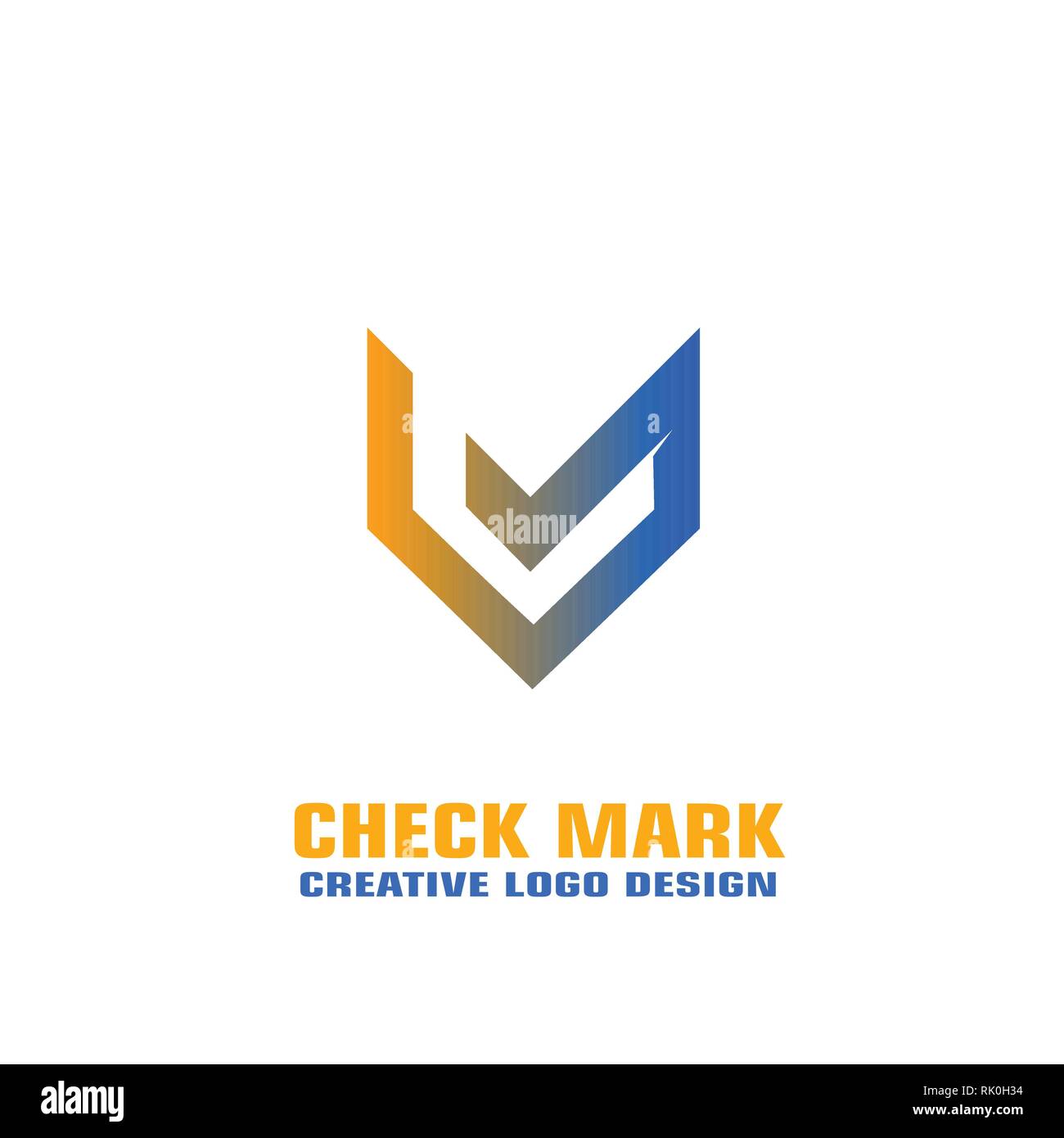 check mark logo vector design with shades of yellow and blue color vector icons stock vector image art alamy