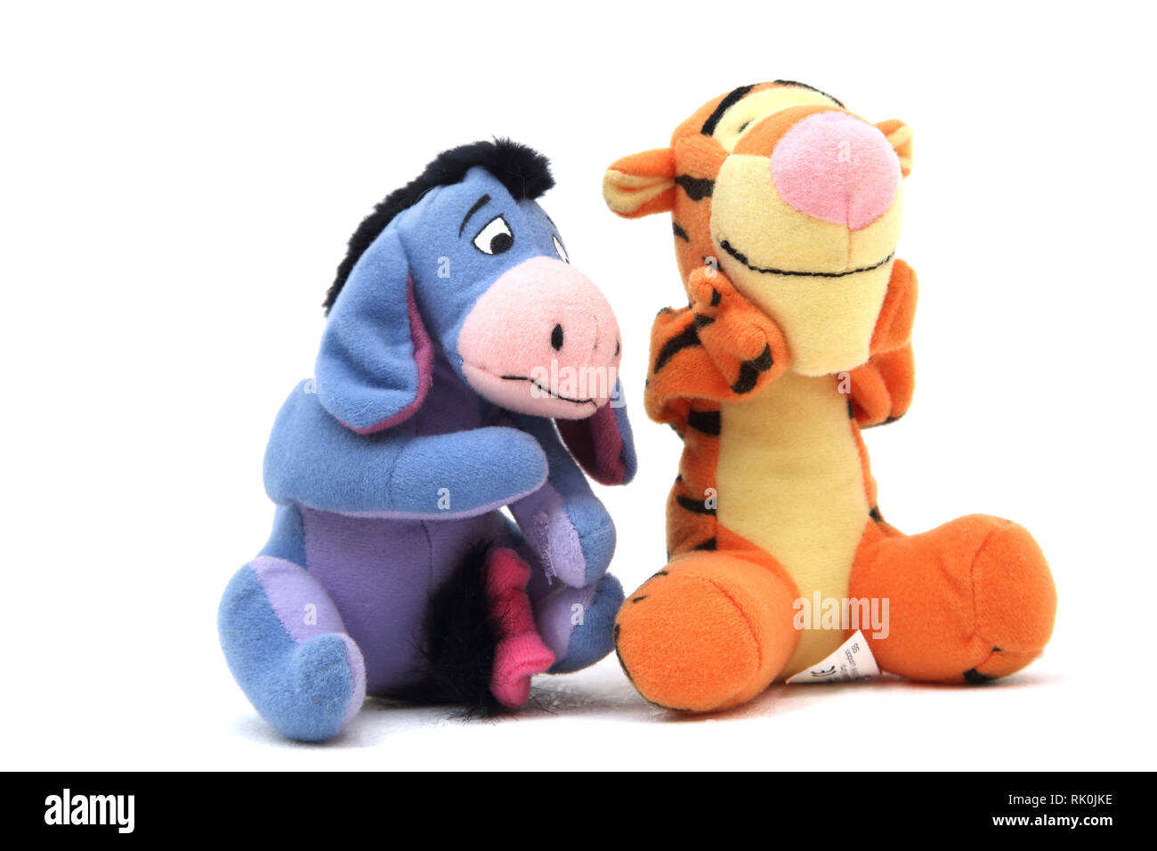 Soft Toy Characters from Winnie the Pooh - Eeyore and Tigger Stock Photo