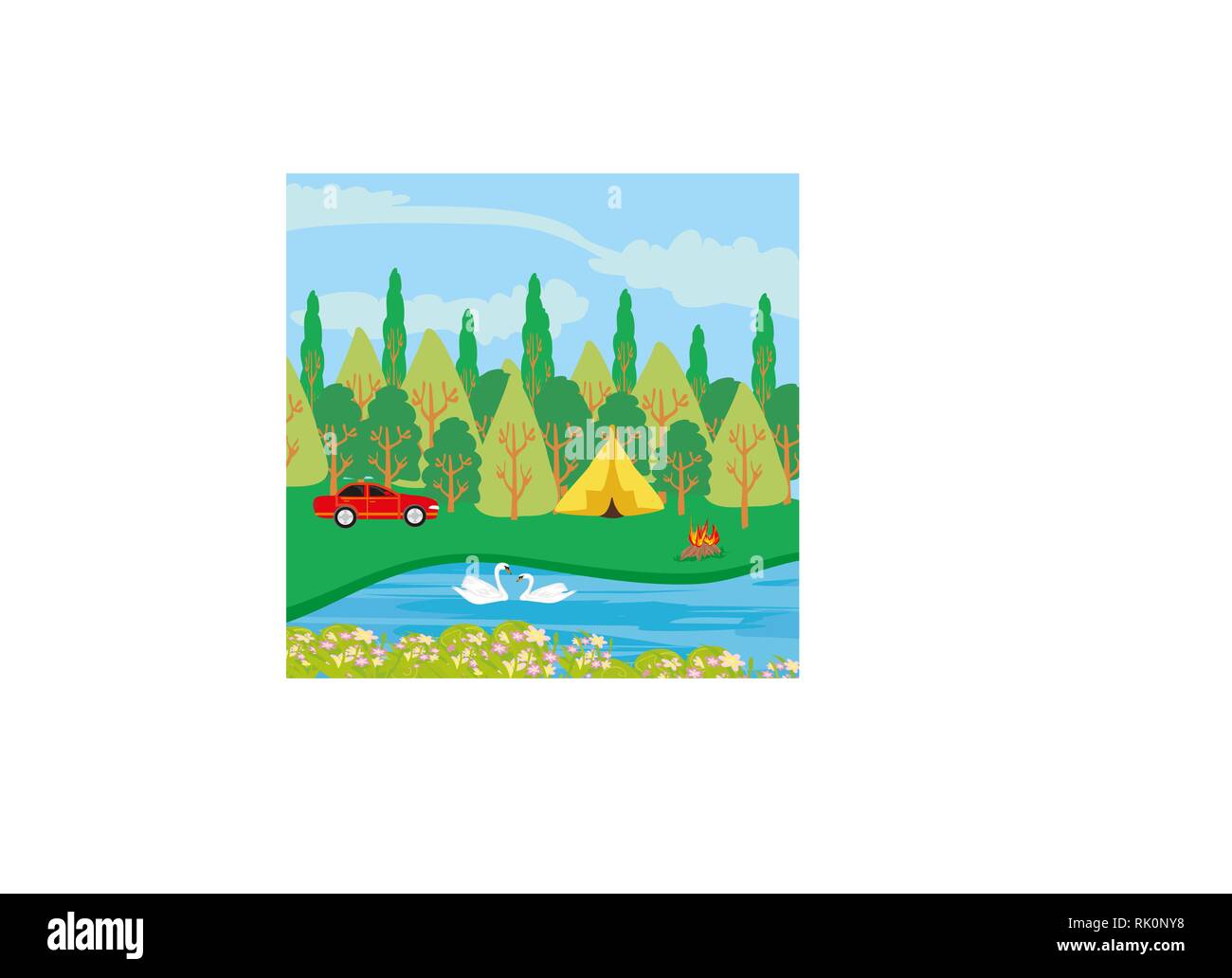 campsite by the river Stock Vector Image & Art - Alamy