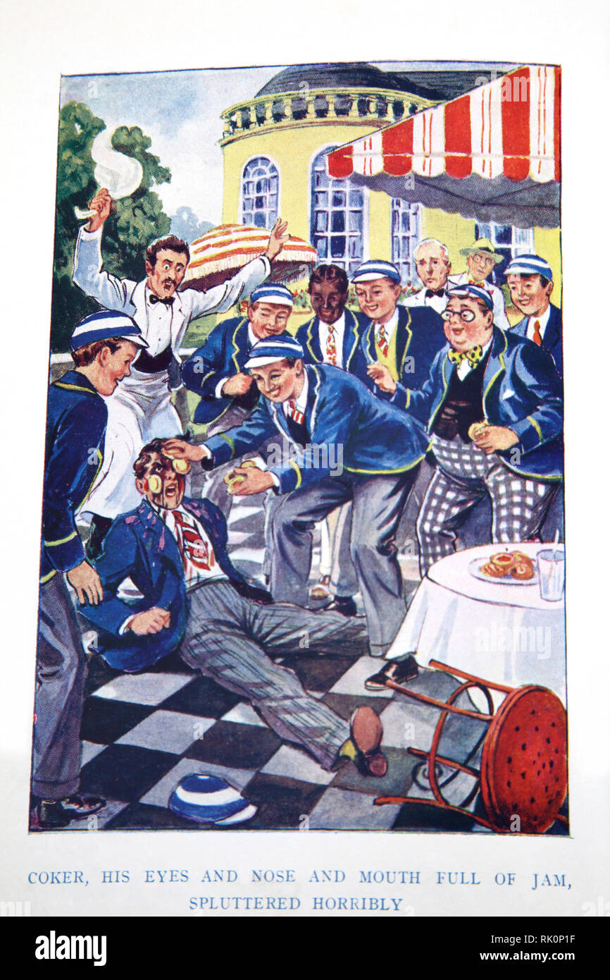 Illustration in Old Book Billy Bunter's Beanfest Stock Photo