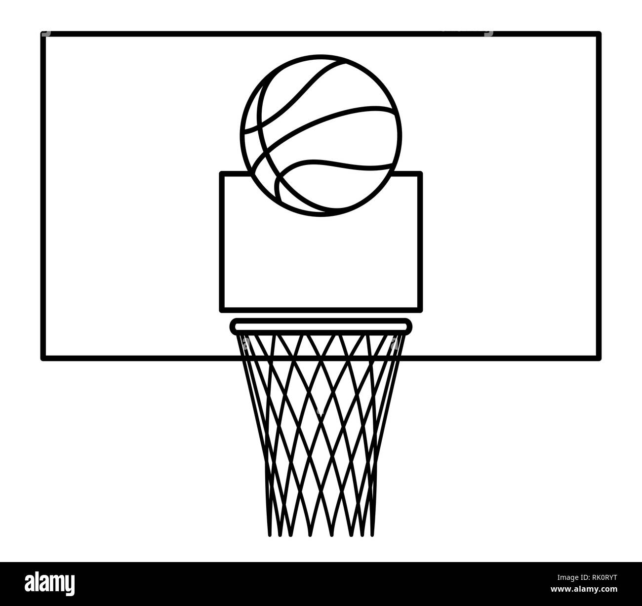 Illustration of the contour basketball ball and backboard Stock Vector