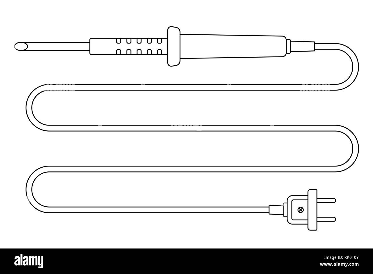 Illustration of the contour electric soldering iron tool Stock Vector