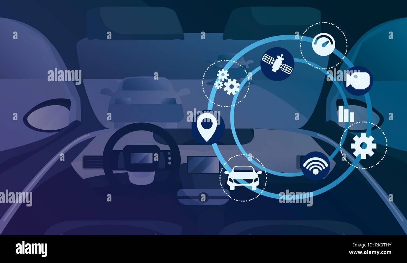 Autonomous Smart Car Interior Dashboard Control Vector