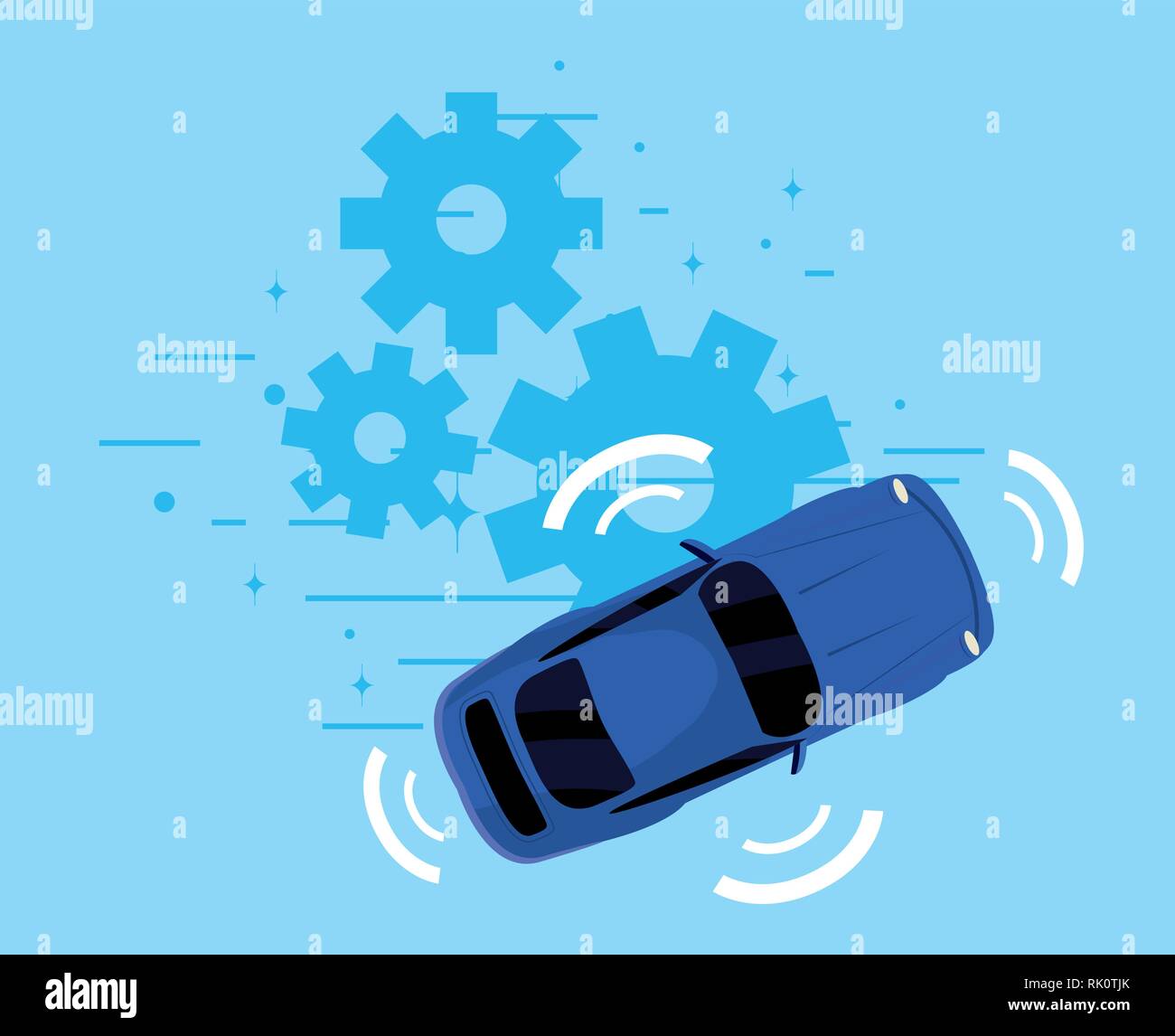 autonomous smart car connection vector illustration Stock