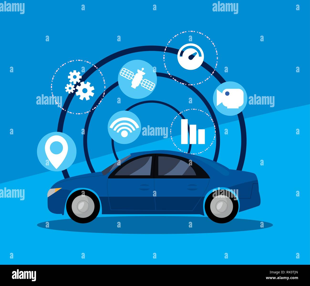 autonomous smart car wireless connection vector illustration Stock