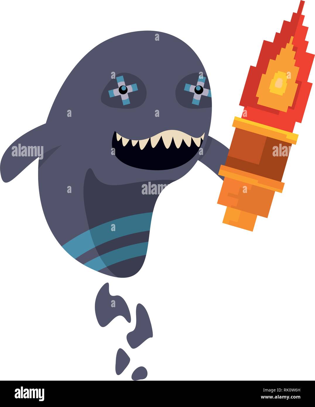 monster video game holding torch vector illustration Stock Vector Image ...