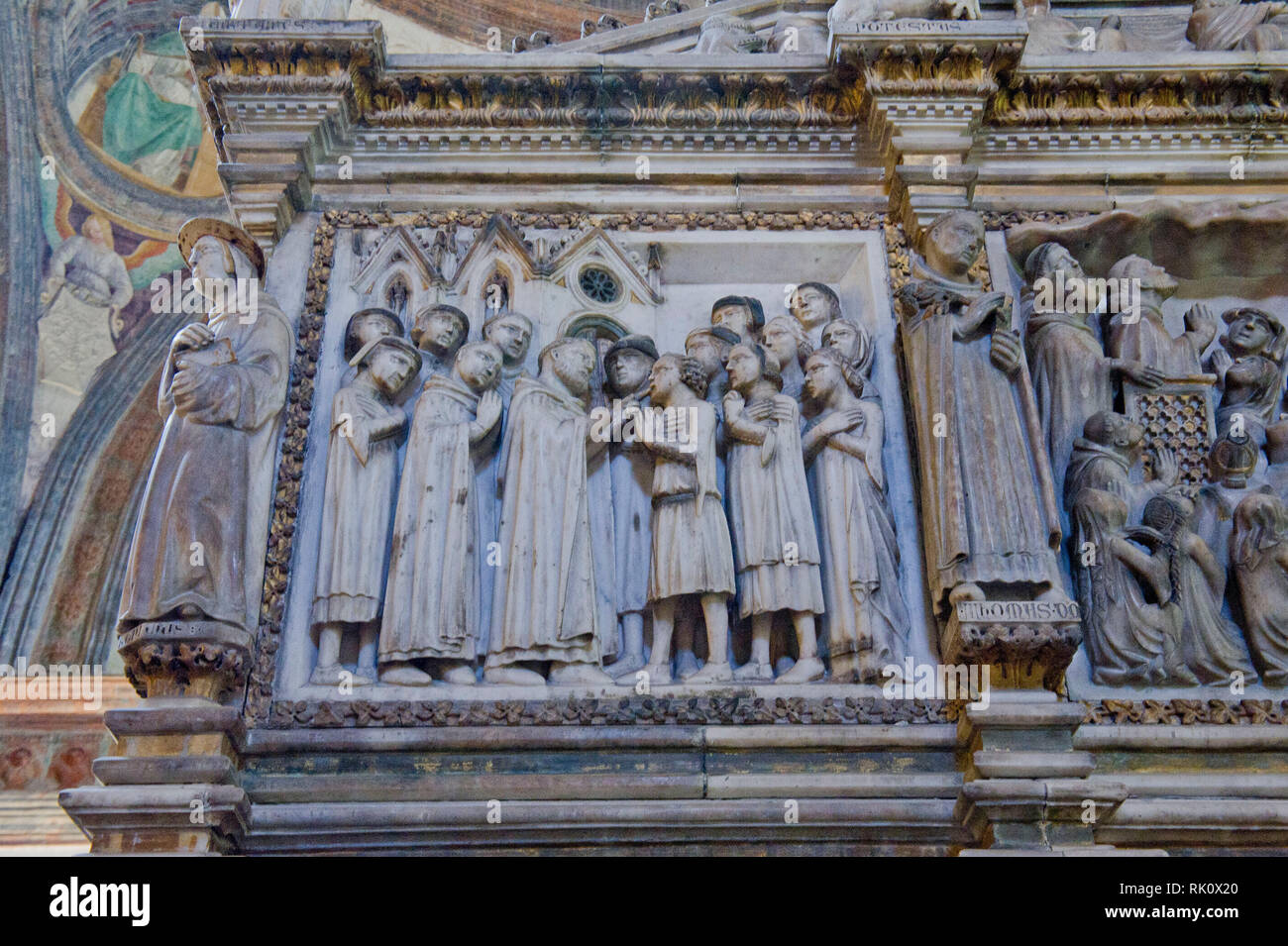 Italy. Lombardy, Milan. In the Basilica of Sant'Eustorgio there is the Portinari Chapel. In the arch you can find the remains of St. Peter Martyr. Sub Stock Photo