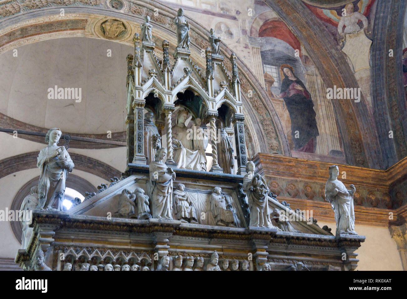 Italy. Lombardy, Milan. In the Basilica of Sant'Eustorgio there is the Portinari Chapel. In the arch you can find the remains of St. Peter Martyr. Sub Stock Photo