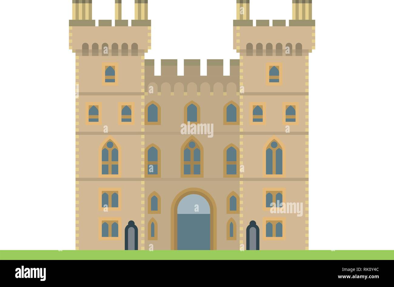 Flat design isolated vector icon of Windsor Castle, Berkshire, United Kingdom Stock Vector