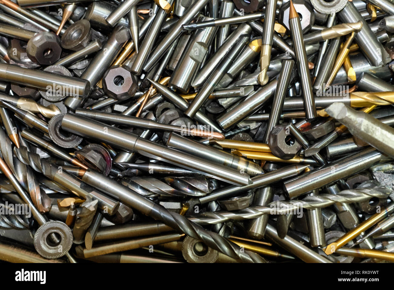 Metal recycling, old milling and drilling tools Stock Photo Alamy