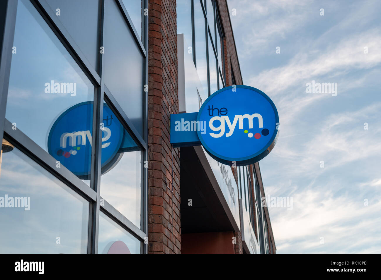 The Gym Group sign on the exterior of a gym. Stock Photo