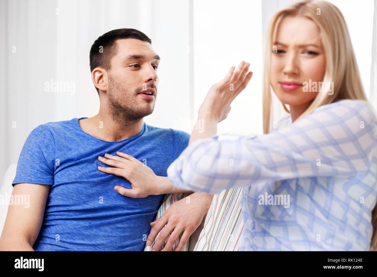 unhappy couple having argument at home Stock Photo - Alamy
