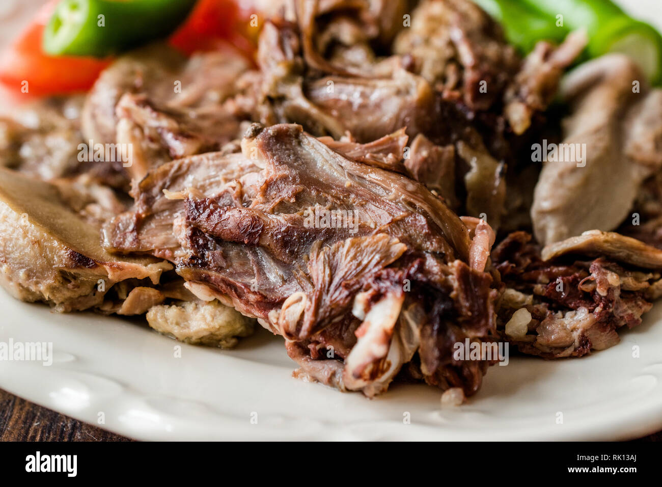 Traditional Turkish Offal Food Kelle Sogus / Lamb Head Meat with Brain