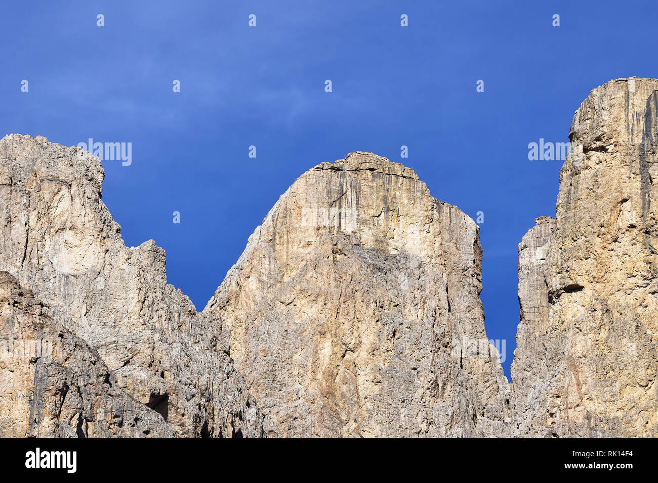 Jagged ridge line on the Sella Group, Dolomites, Italy Stock Photo