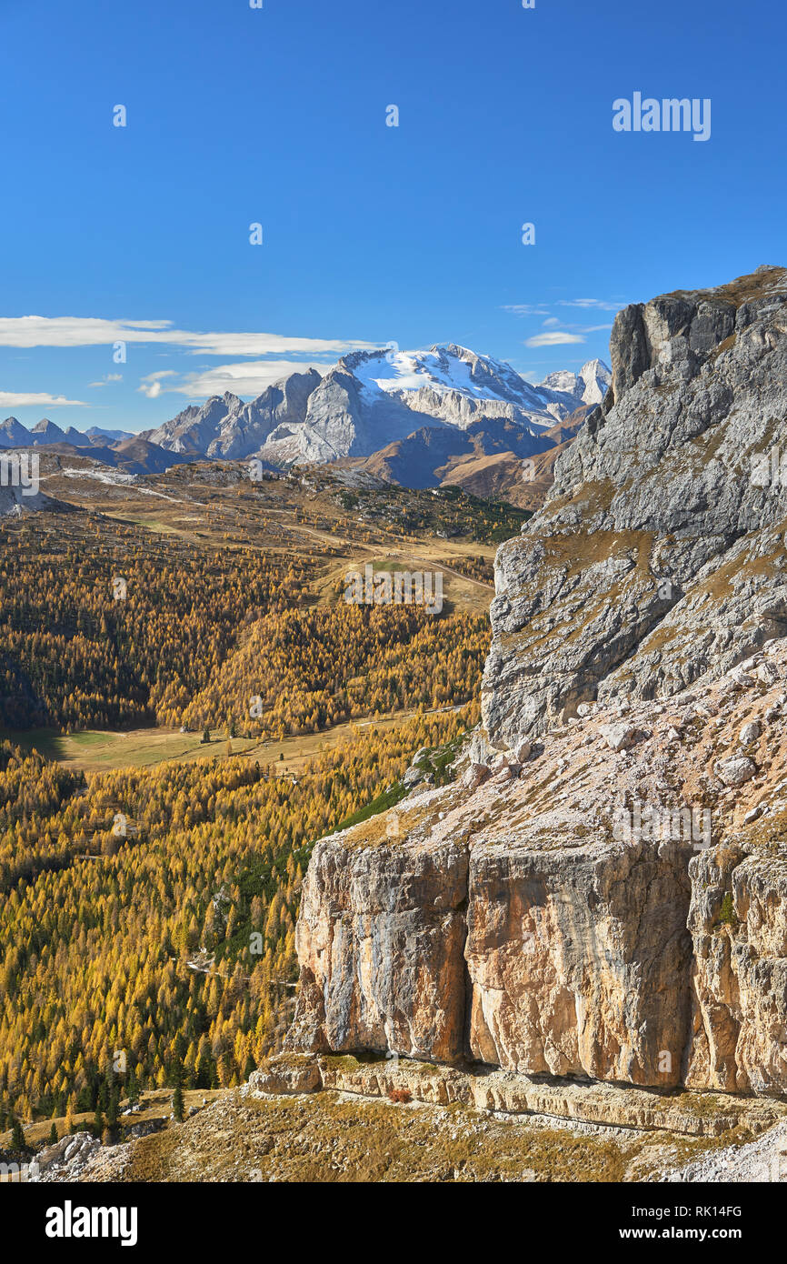 Marmolade viewed from near Passo Falzarego, Dolomites, Belluno, Veneto, Italy Stock Photo