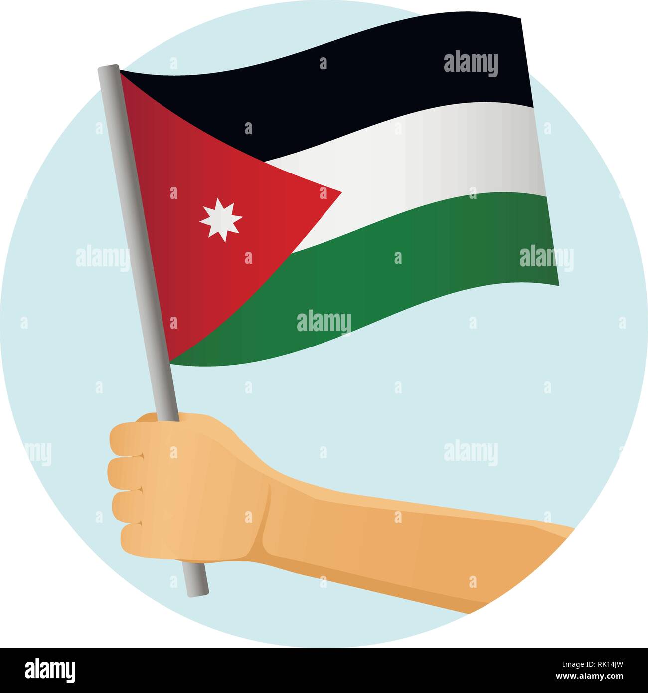 jordan flag in hand. Patriotic background. National flag of Jordan