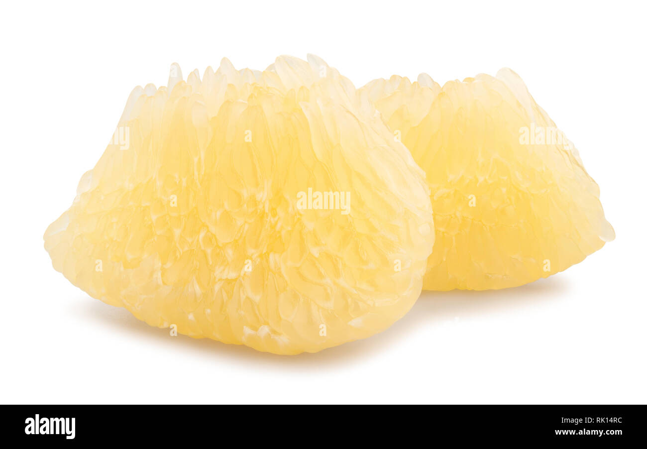 sliced peeled pomelo path isolated Stock Photo