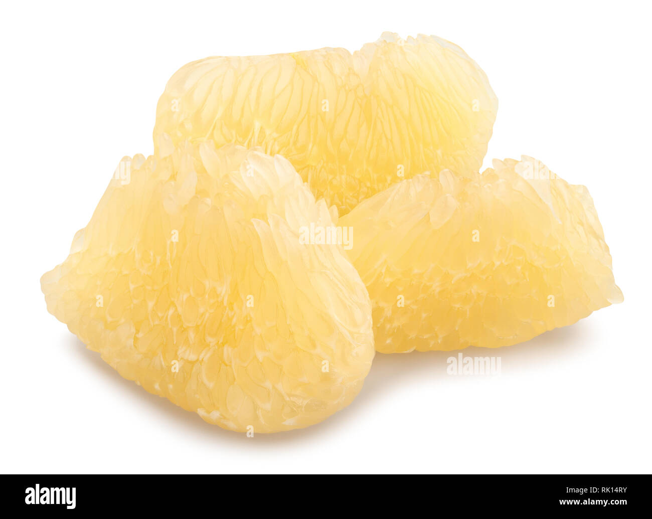 sliced peeled pomelo path isolated Stock Photo