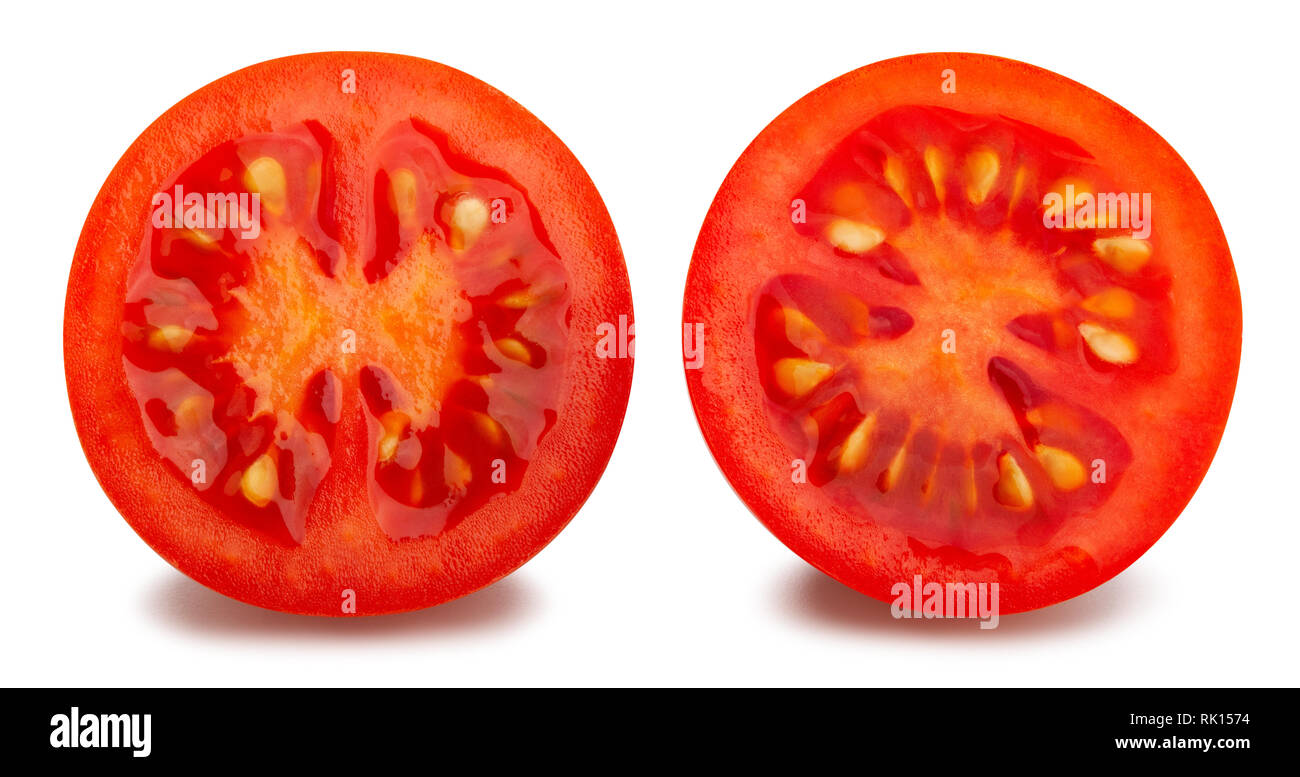 sliced cocktail tomato path isolated Stock Photo