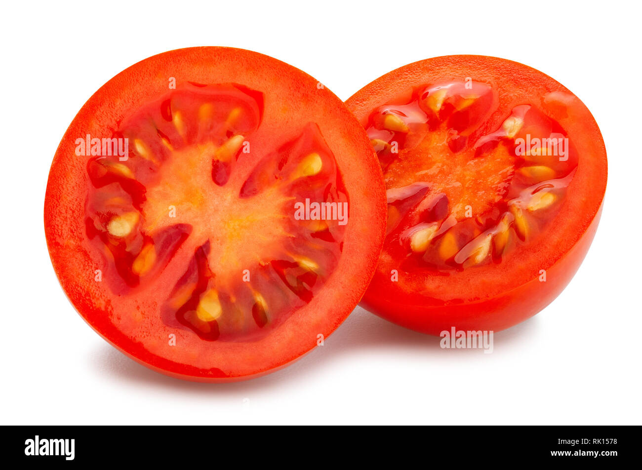 sliced cocktail tomato path isolated Stock Photo