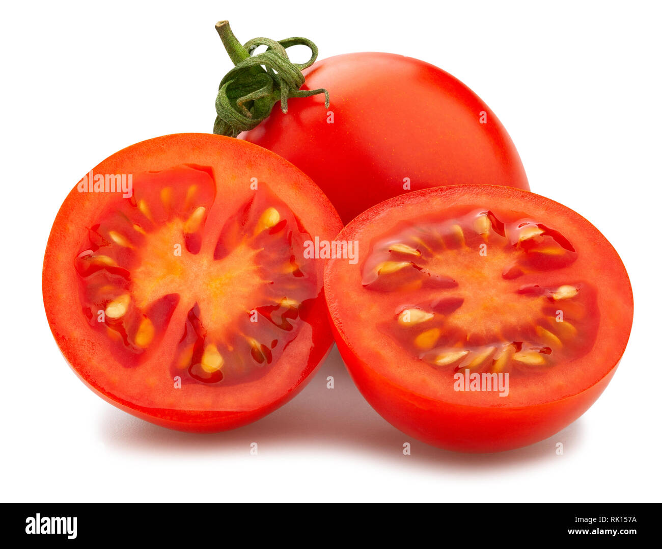 sliced cocktail tomato path isolated Stock Photo