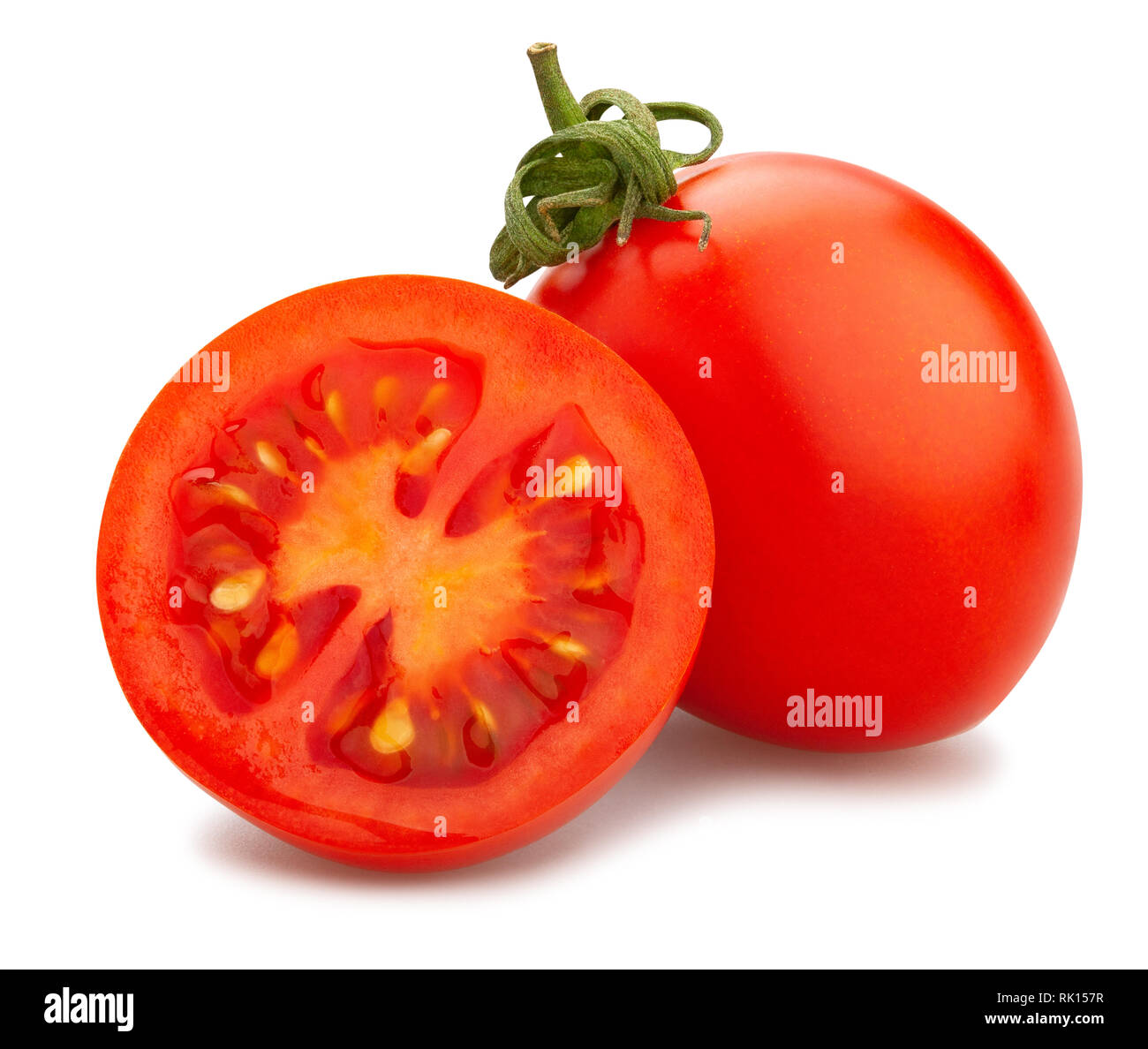 sliced cocktail tomato path isolated Stock Photo