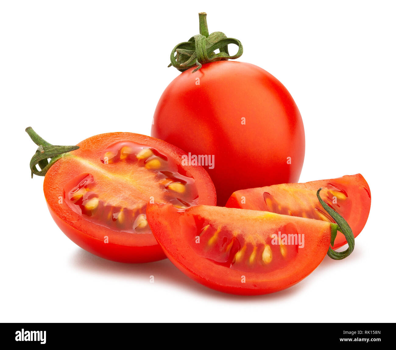 sliced cocktail tomato path isolated Stock Photo