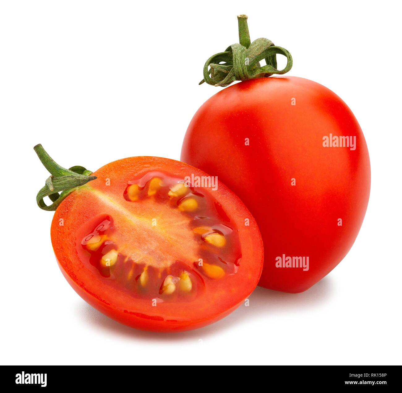 sliced cocktail tomato path isolated Stock Photo