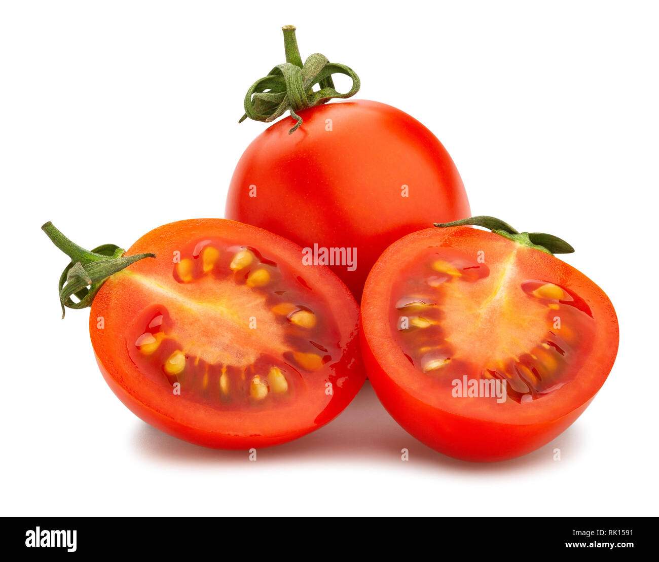 sliced cocktail tomato path isolated Stock Photo