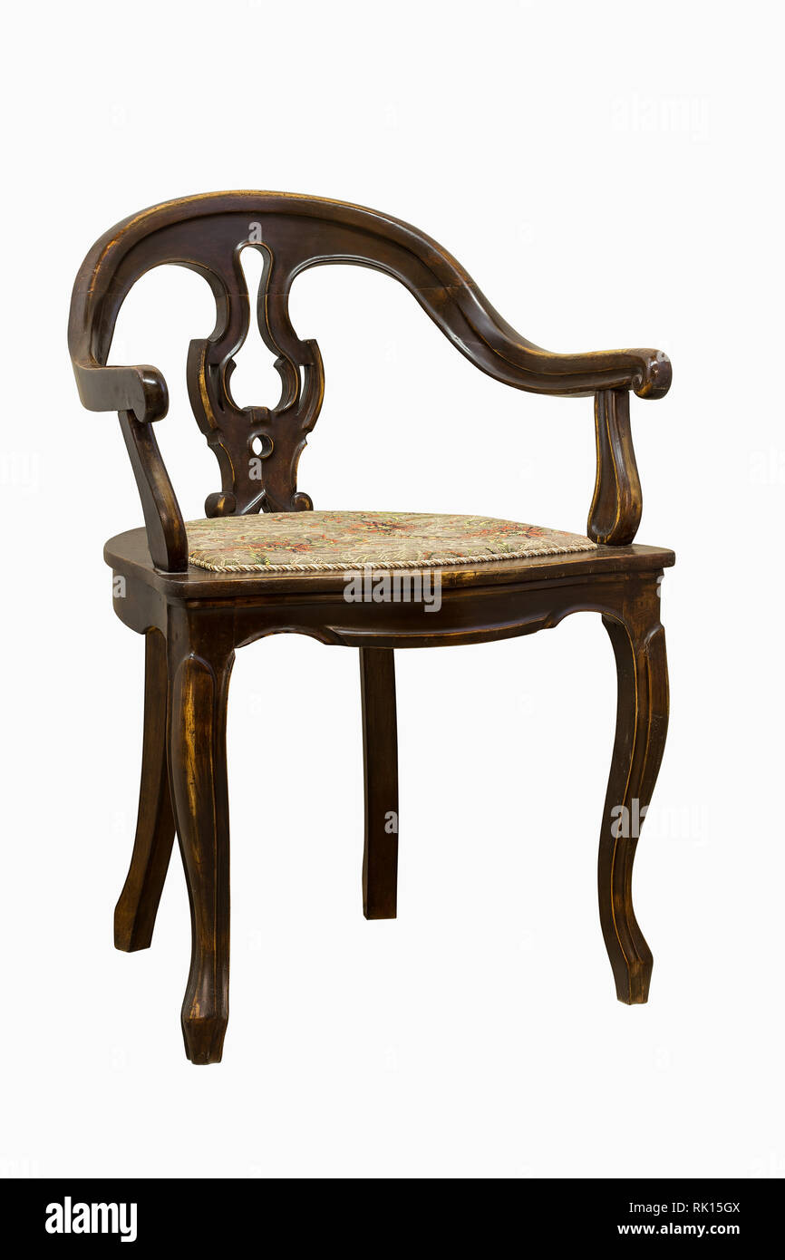Vintage Oak antique Chair isolated on white background Stock Photo - Alamy