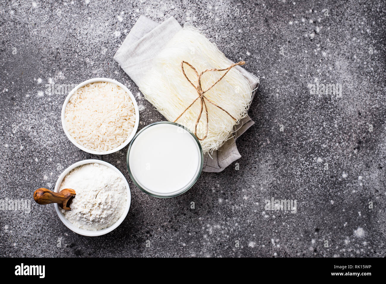 Gluten free rice flour, noodle and nondairy milk Stock Photo Alamy