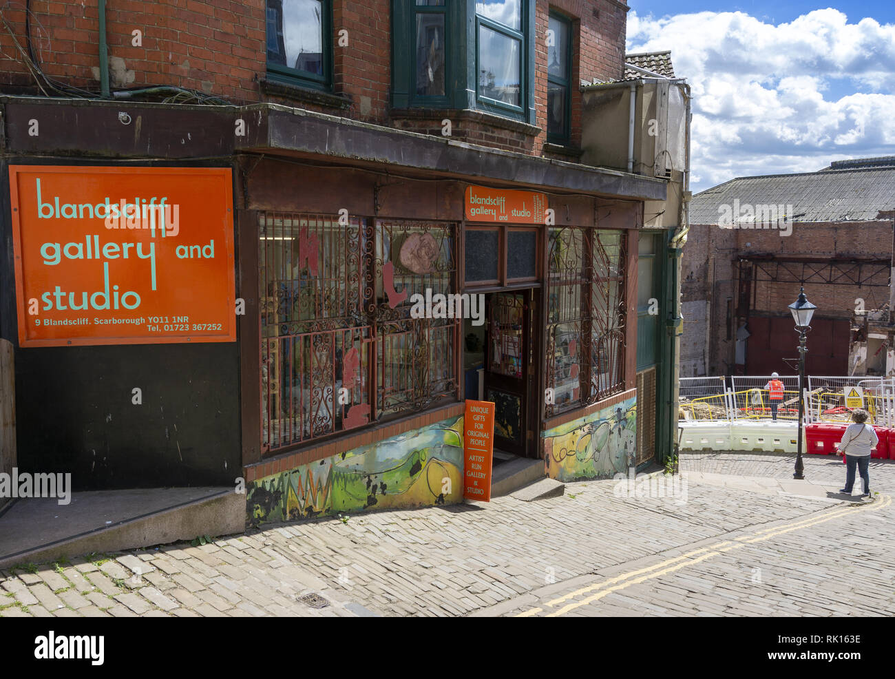 Street art surrounding Blands Cliff Gallery in Scarborough, England, UK