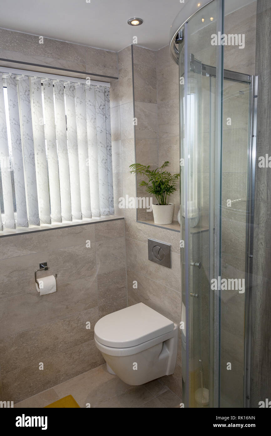Newly fitted modern bathroom Stock Photo