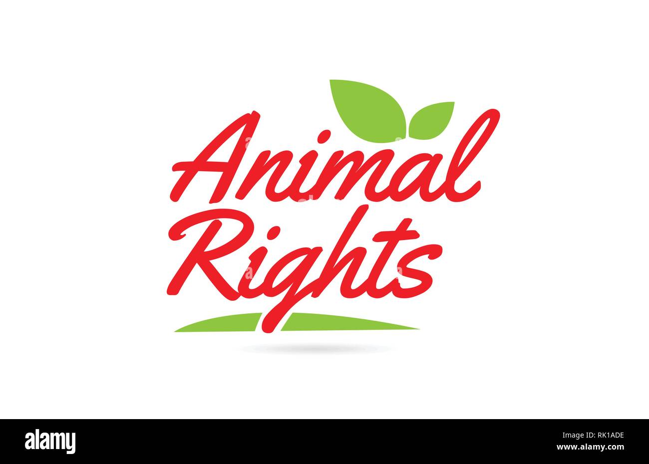 Animal Rights hand written word text for typography design in red color ...