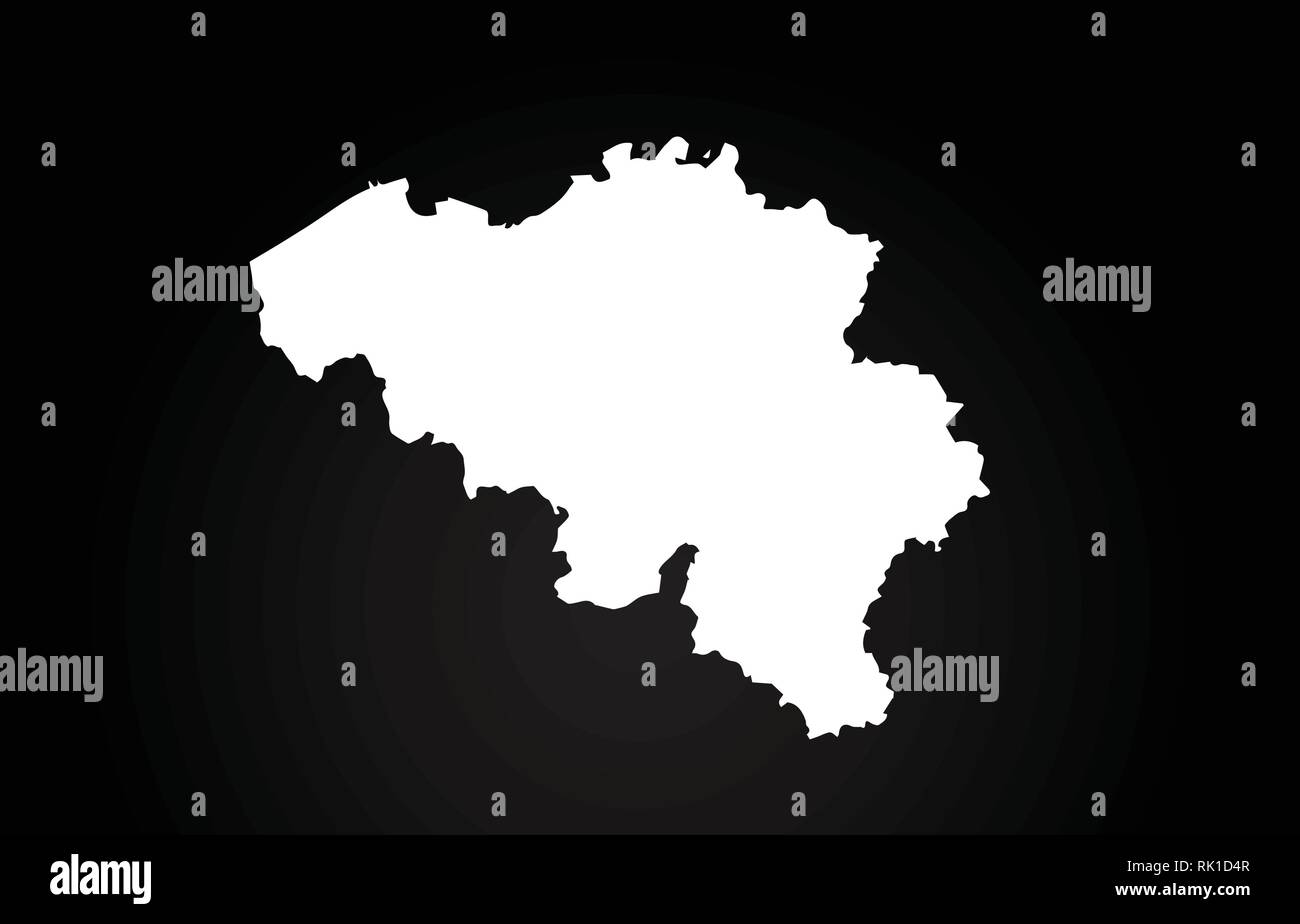 Belgium black and white country border map logo design. Black ...