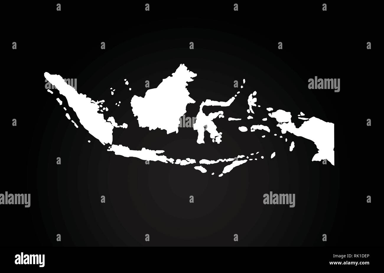 Indonesia black and white country border map logo design. Black ...