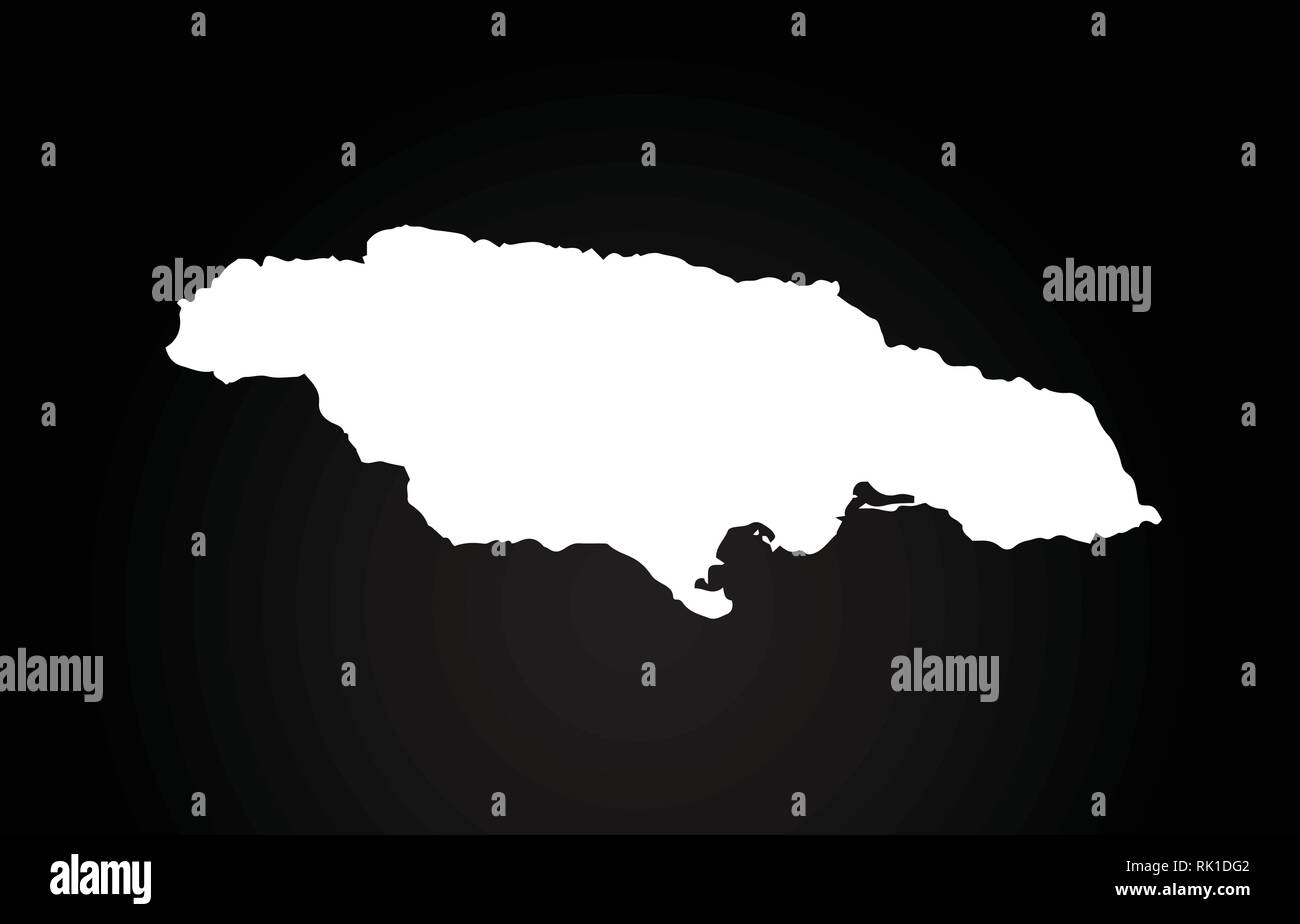 Jamaica black and white country border map logo design. Black