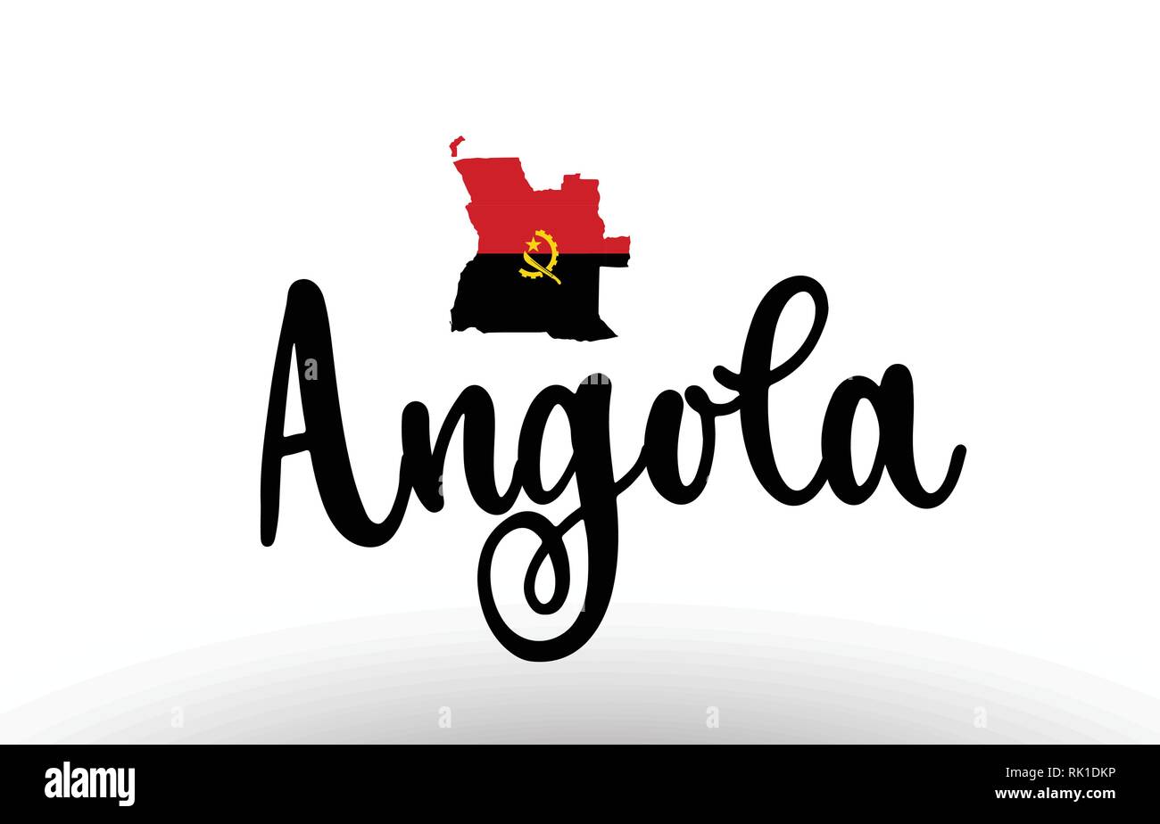 Angola country big text with flag inside map suitable for a logo icon design Stock Vector