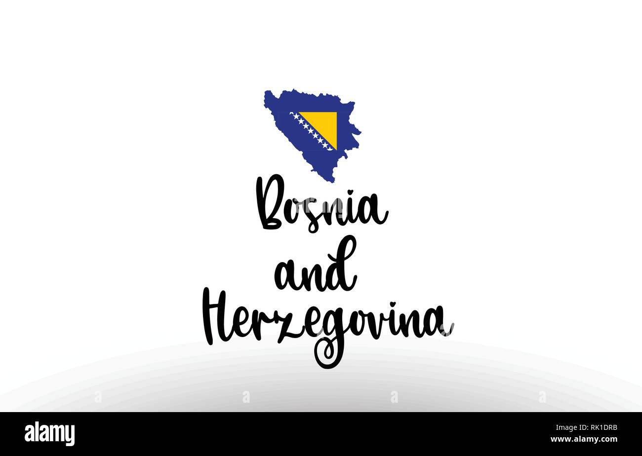 Bosnia and Herzegovina country big text with flag inside map suitable for a logo icon design Stock Vector