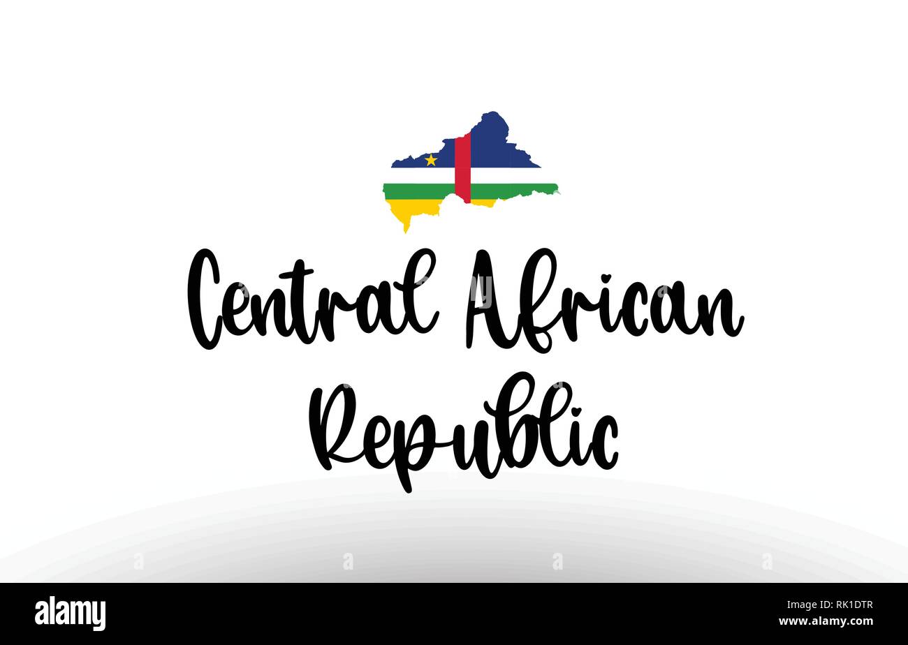 The Central African Republic country big text with flag inside map ...
